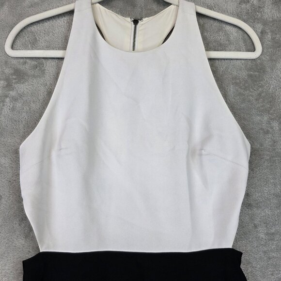 Alice + Olivia Dress Womens 4 Black White High Low Maxi Gown Colorblock Formal - Picture 3 of 16